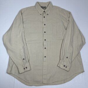 Thomas Bros By Hagale Mens Yellow Plaid Long Sleeve Button Front Shirt Size XL